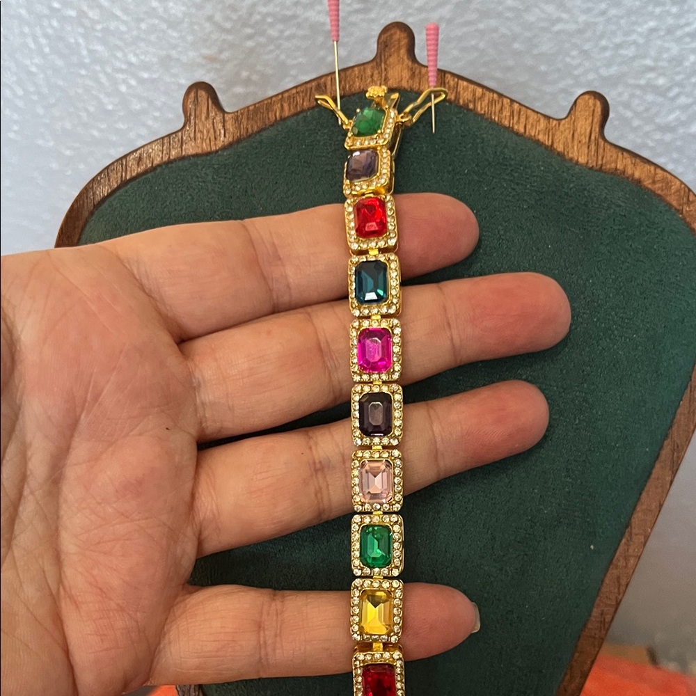 Amazing Multicolor Gemstone Bracelet 18k GF 8”